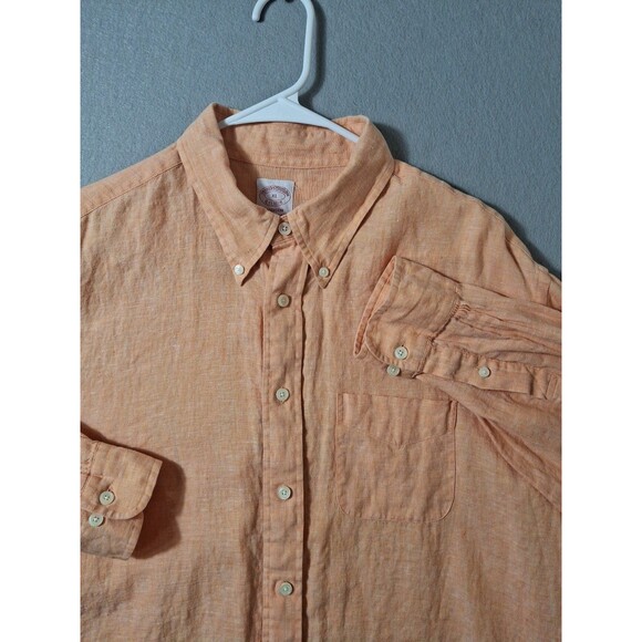 Brooks Brothers Shirt Men Madison Fit XL 100% Irsh Linen Long Sleeve Casual 1818 - Picture 2 of 6